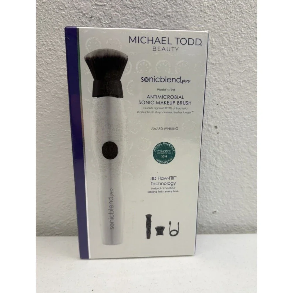 Michael Todd Beauty Sonicblend Pro Antimicrobial Sonic Makeup Brush White NIB